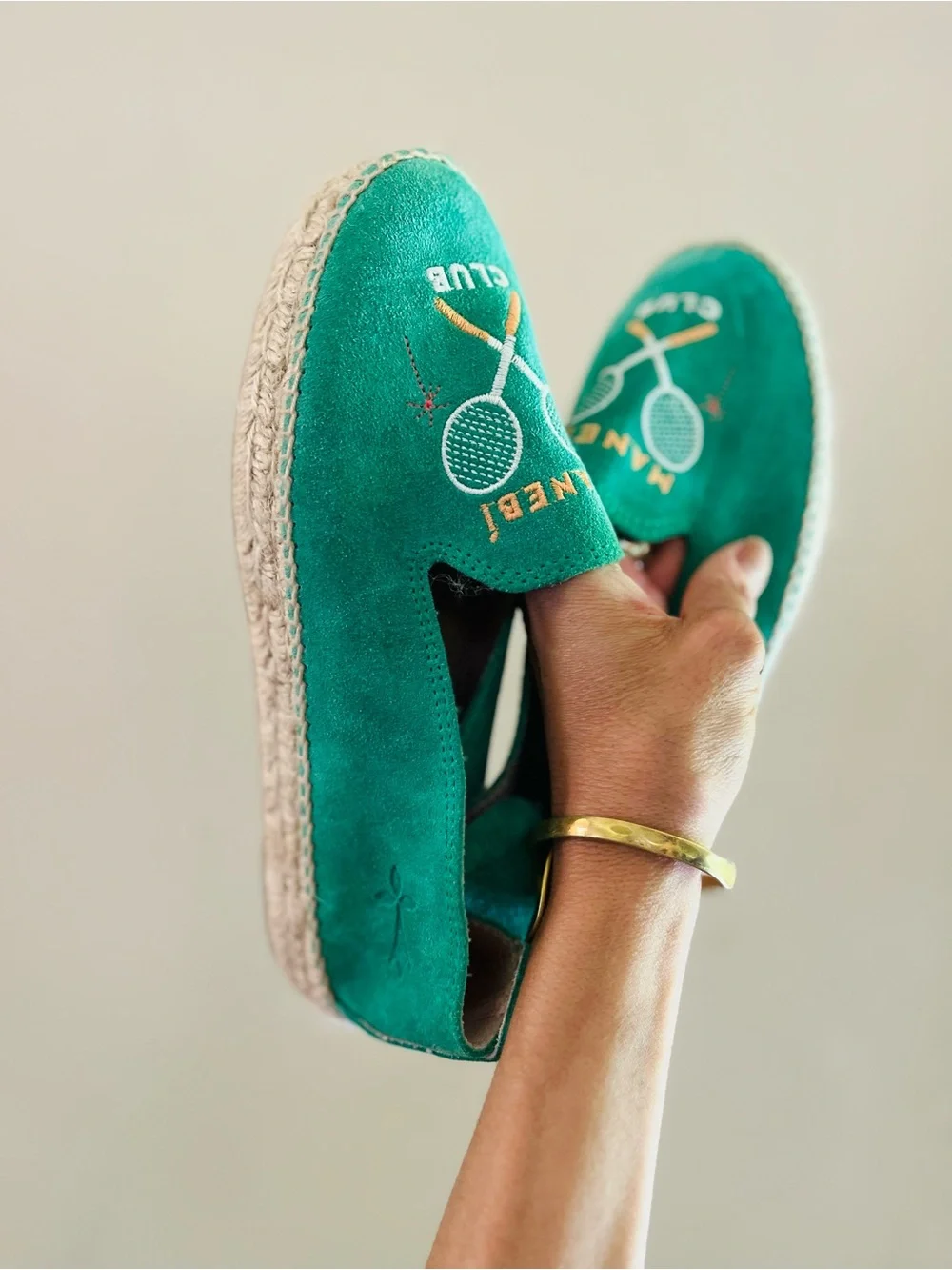 Manebi Suede Leather Coastal Prep Yacht Club Hamptons Tennis Green Espadrilles